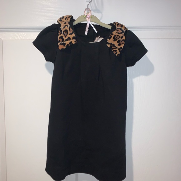 Janie and Jack Other - Janie & Jack EUC  black w/ leopard bow dress